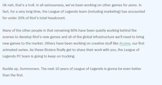 League of Legends: Riot Game announced it would close League of Legends to focus on developing other Games 10