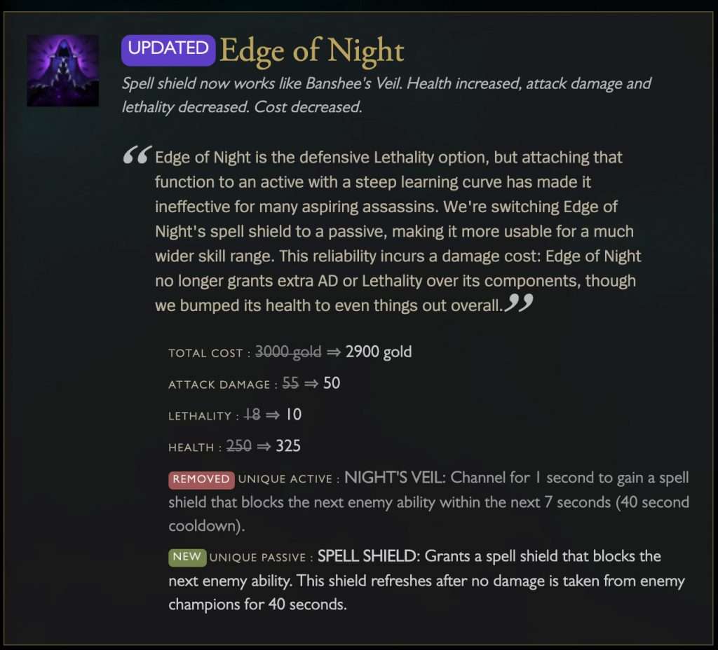 League of Legends Preseason 2020 : New Edge of Night is useless to Assassins, Riot should revert it 3