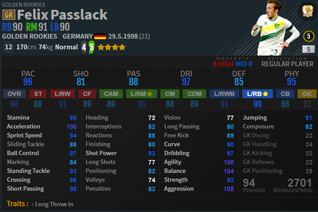 Fifa Online 4: Review player F. Passlack GR +5 1