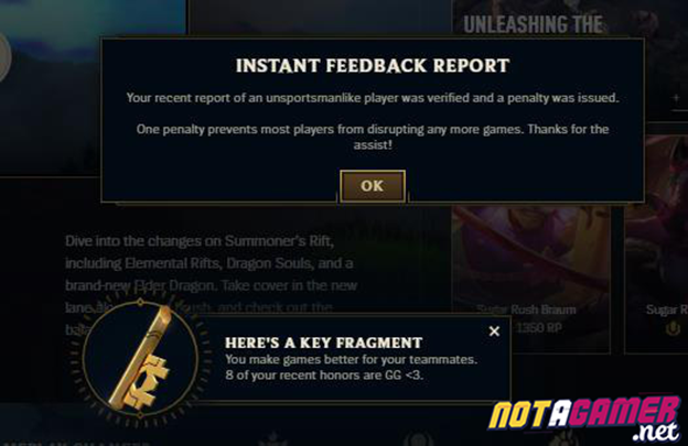 League of Legends: Riot Games should present a gift for players to report true 1