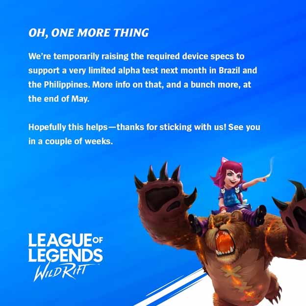 Wild Rift announced the testing time