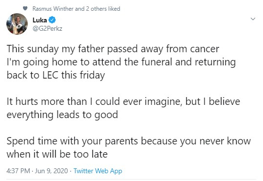 Perkz's father passing away