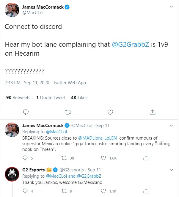 Outstanding move: G2 Esports will replace Jankos by their coach - GrabbZ 1