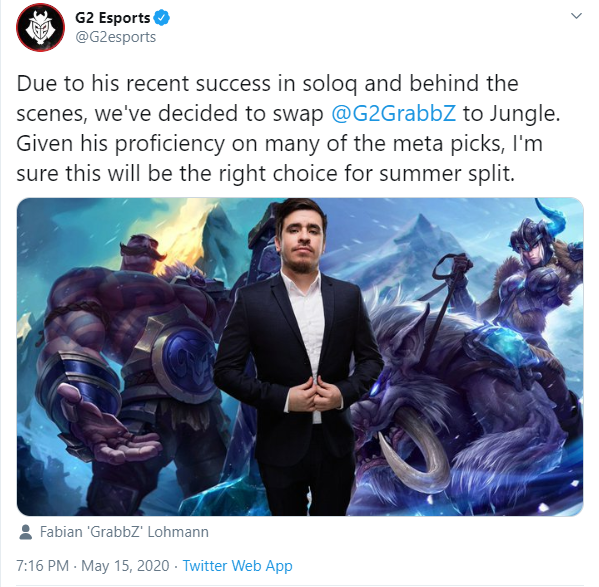 Outstanding move: G2 Esports will replace Jankos by their coach - GrabbZ 3