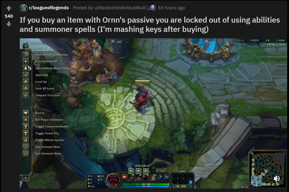 New Ornn bug in 11.1 makes him unable to use his Abilities and Spells 3
