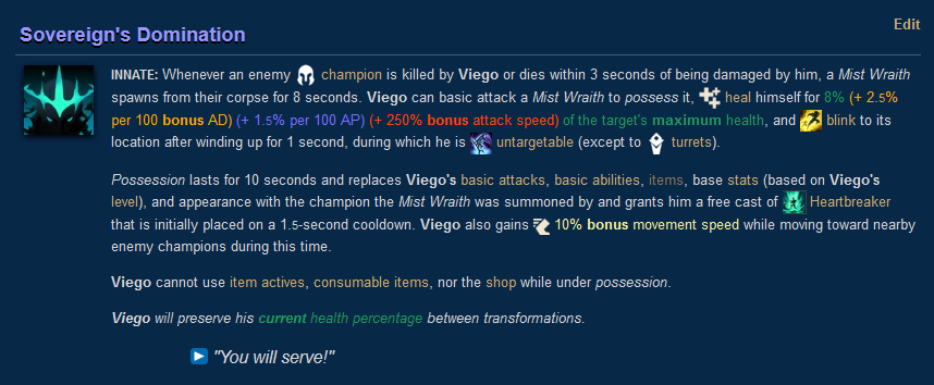 Players demand a Viego nerf that requires him to deal a percentage of the target's health to possess their corpse 1