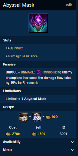 Abyssal Mask is the best Tank item at the moment 8