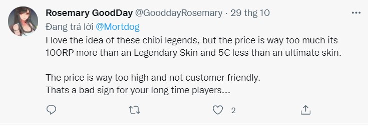 Players were outraged for the price of the new Chibi Champion is even more expensive than a Legendary skin 2