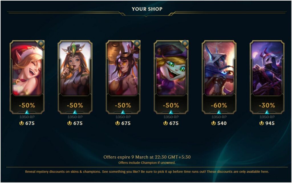 League of Legends Your Shop has returned with more discount skins 2