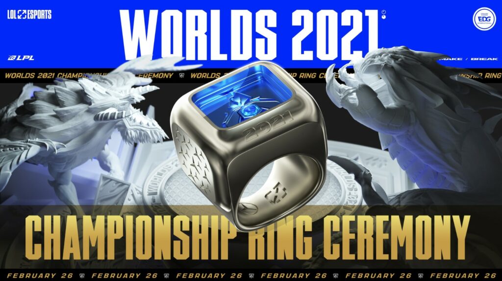 Edward Gaming will receive Worlds 2021 Championship rings live on LPL stream 1