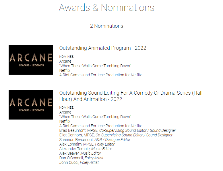 Arcane receives 2 Emmy Nominations 3